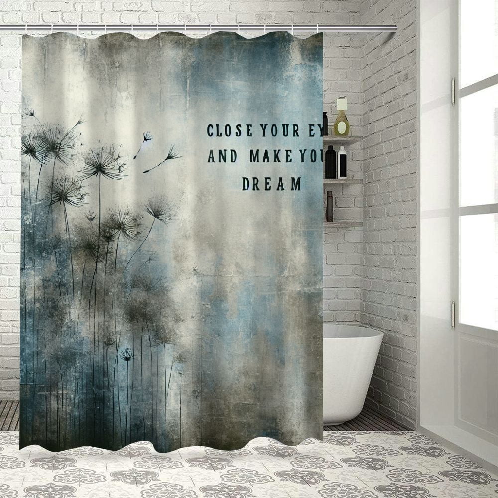 Dvbnli Rustic Teal Blue Shower Curtain Farmhouse Wood Plank Shower