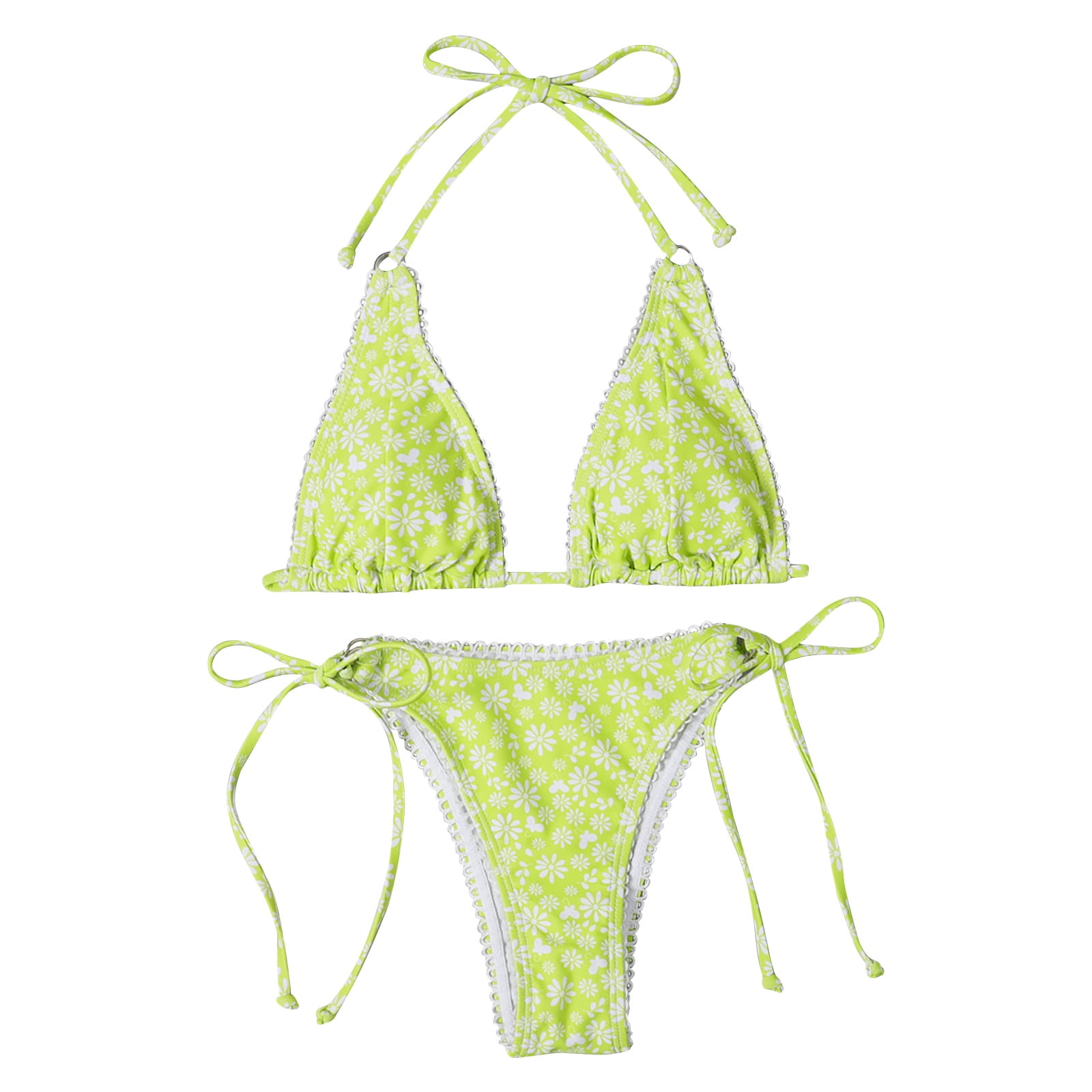 Dxhmoneyhx Women Halter String Bikini Set Sexy Thong Bottom Two Piece