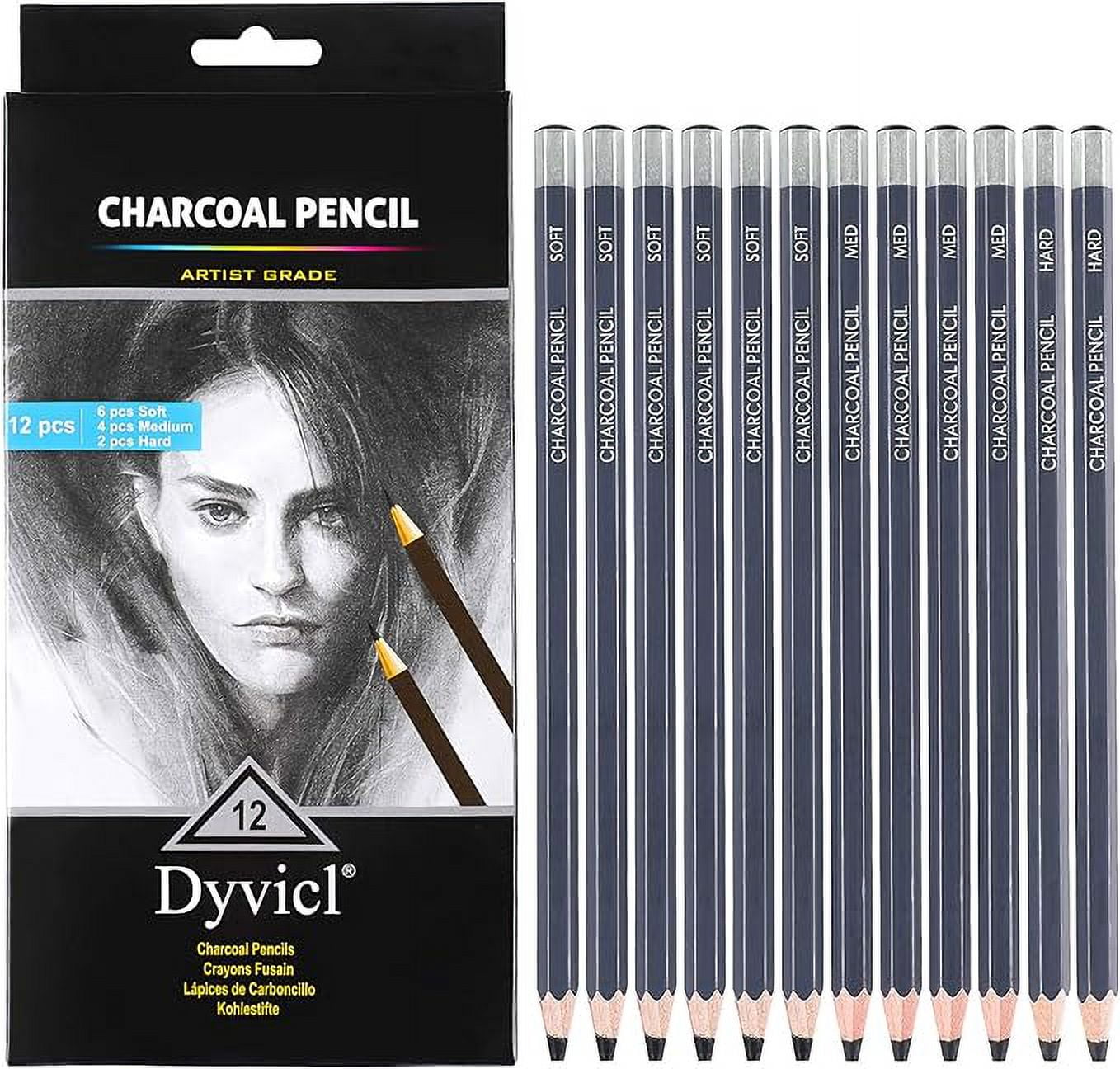 Dyvicl Professional Charcoal Pencils Drawing Set Pieces Soft