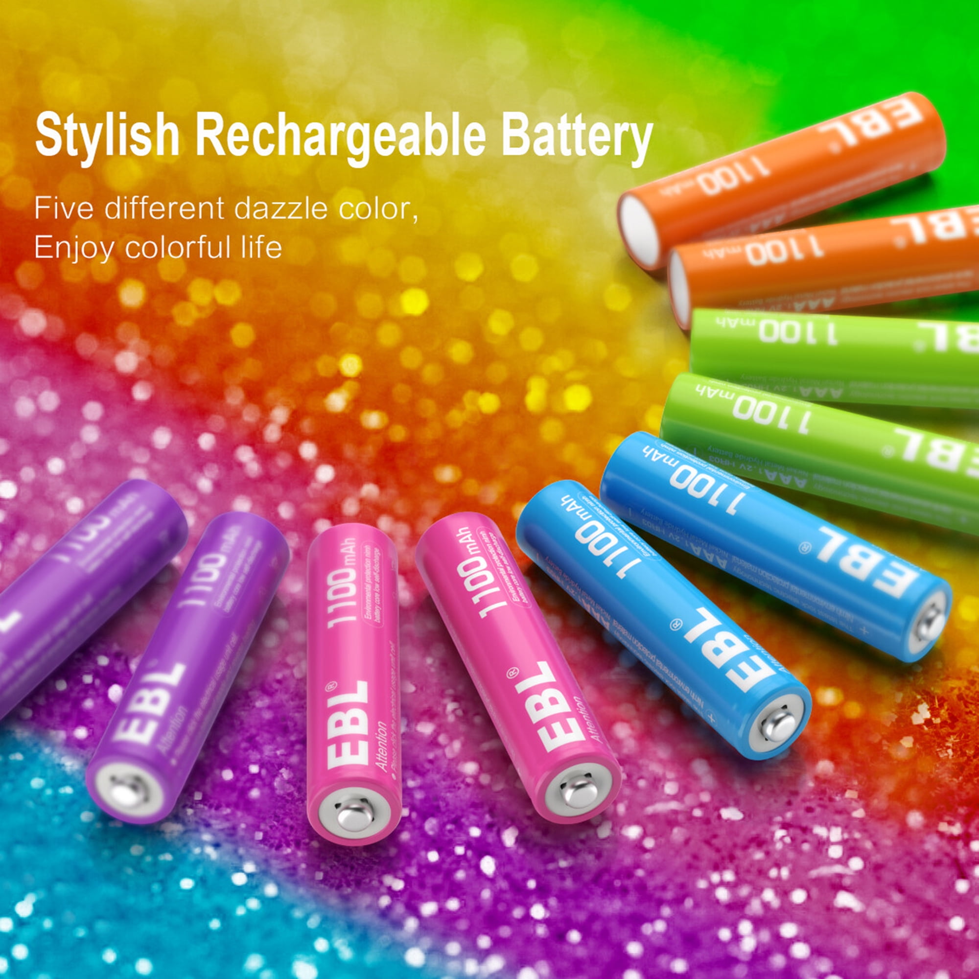 Ebl Aaa Rechargeable Batteries Pack Mah Colors V Ni Mh