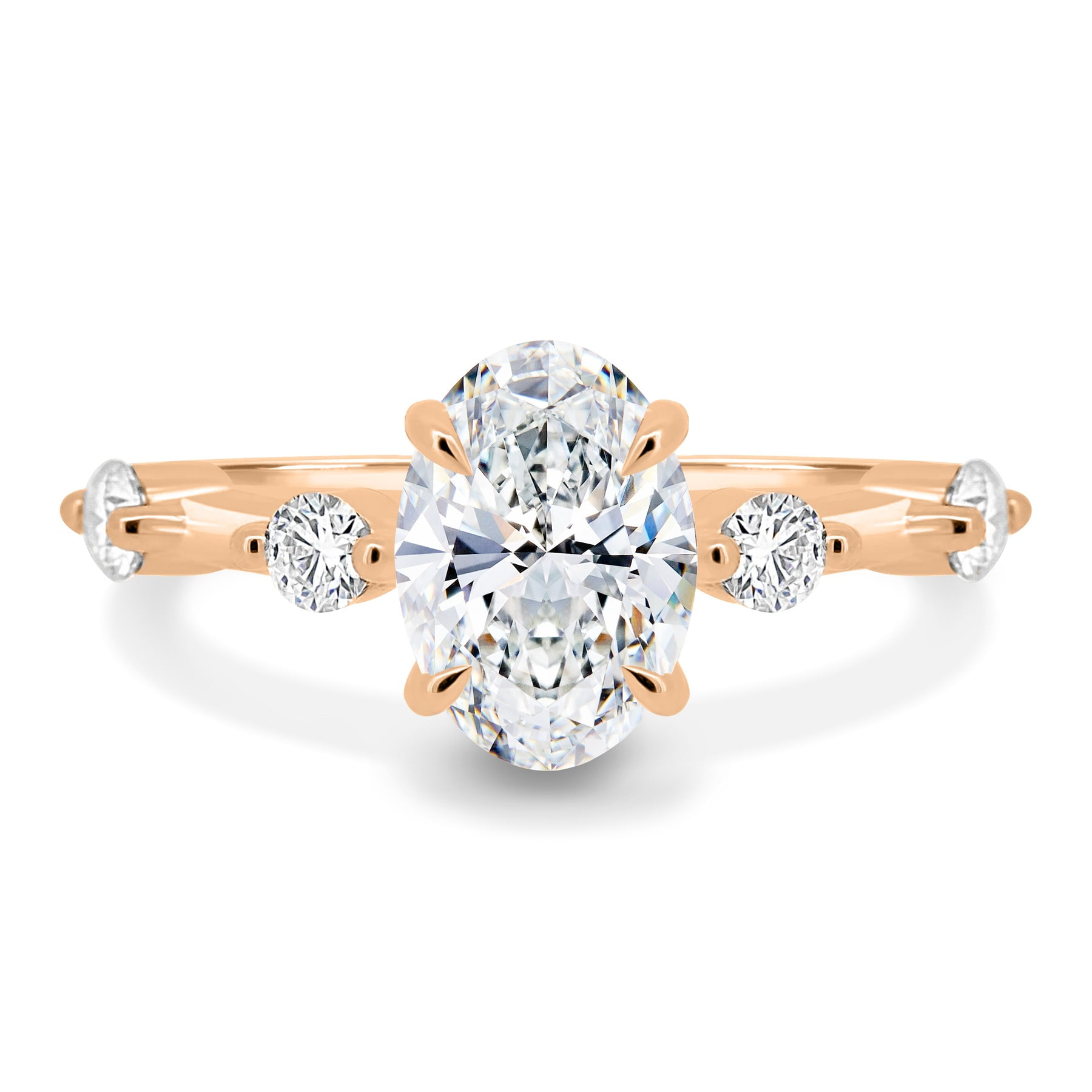 ESTE ORIGIN 3CT Oval Moissanite Solitaire Engagement Ring With Accent