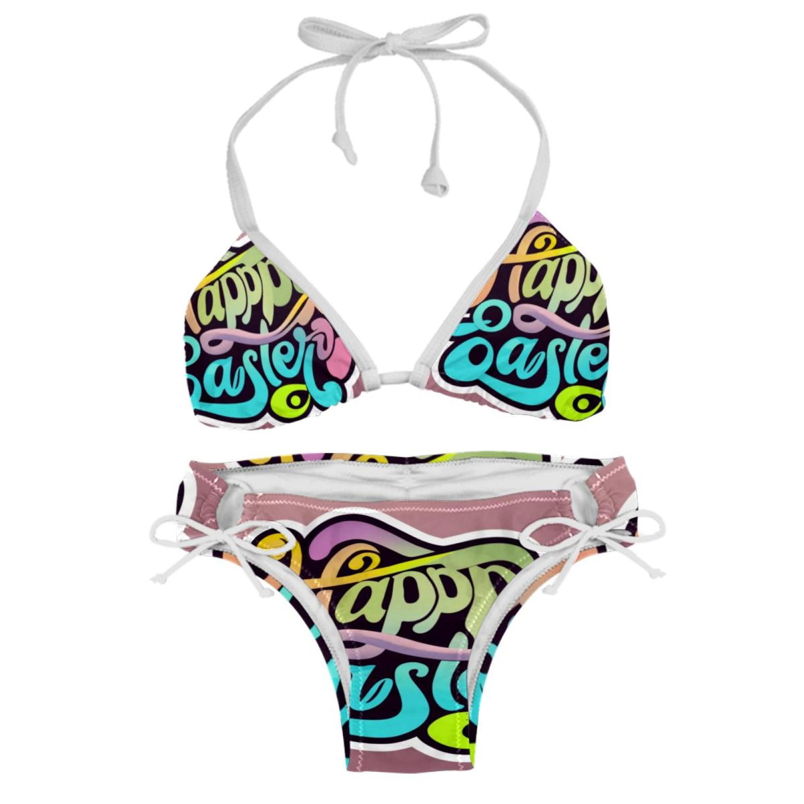 Easter Font Women S One Piece Swimsuit Bikini Set With Detachable