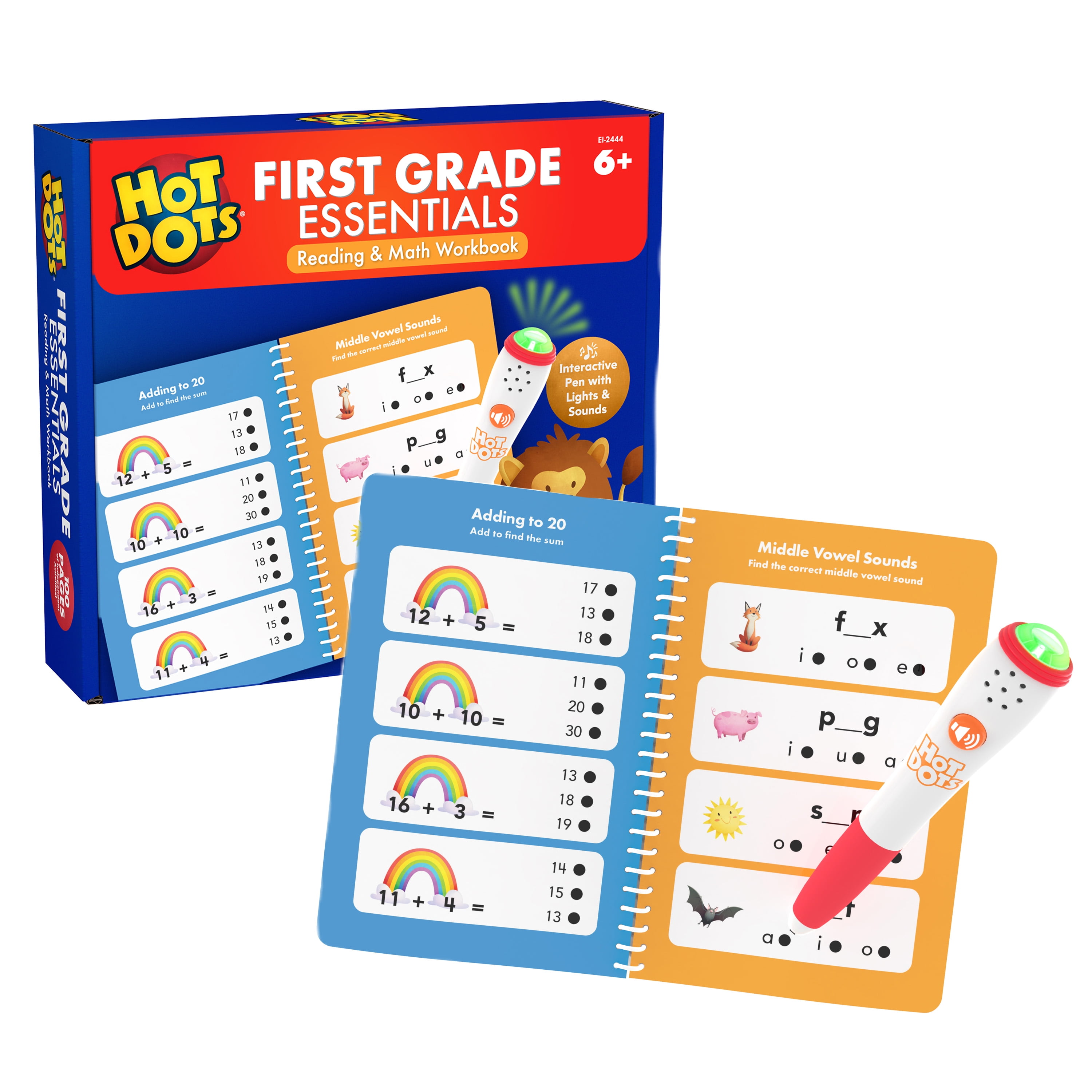 Educational Insights Hot Dots First Grade Interactive Math Reading Workbook Set Ages