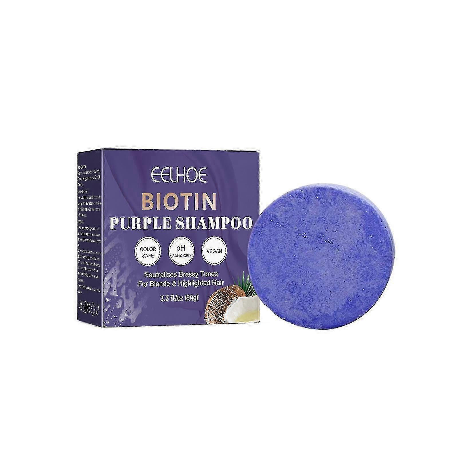 Eelhoe Biotin Purple Shampoo Soap Repairs Damaged Hair Frizzy Scalp