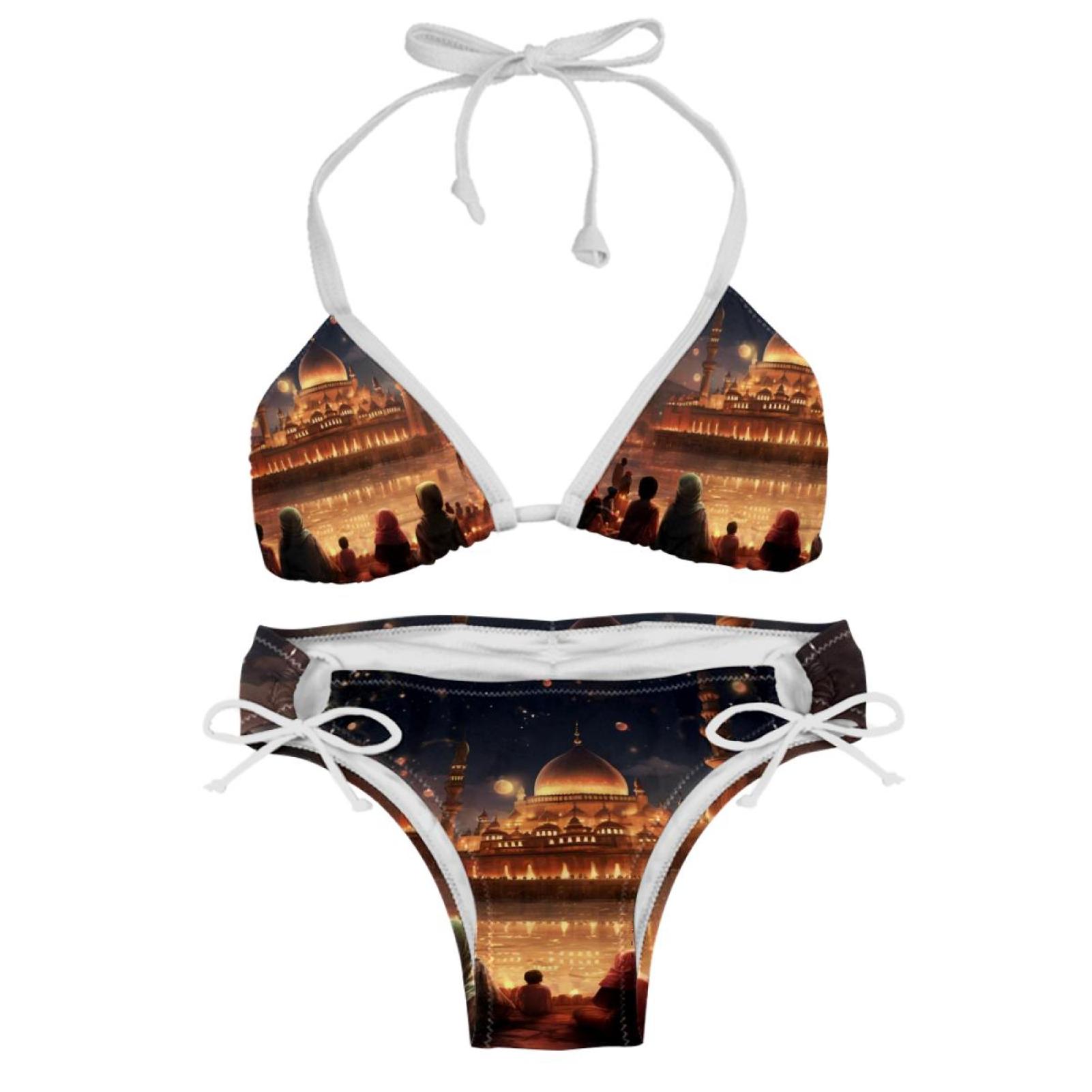 Eid Al Fitr Swim Wear Bikini Set With Detachable Sponge Adjustable