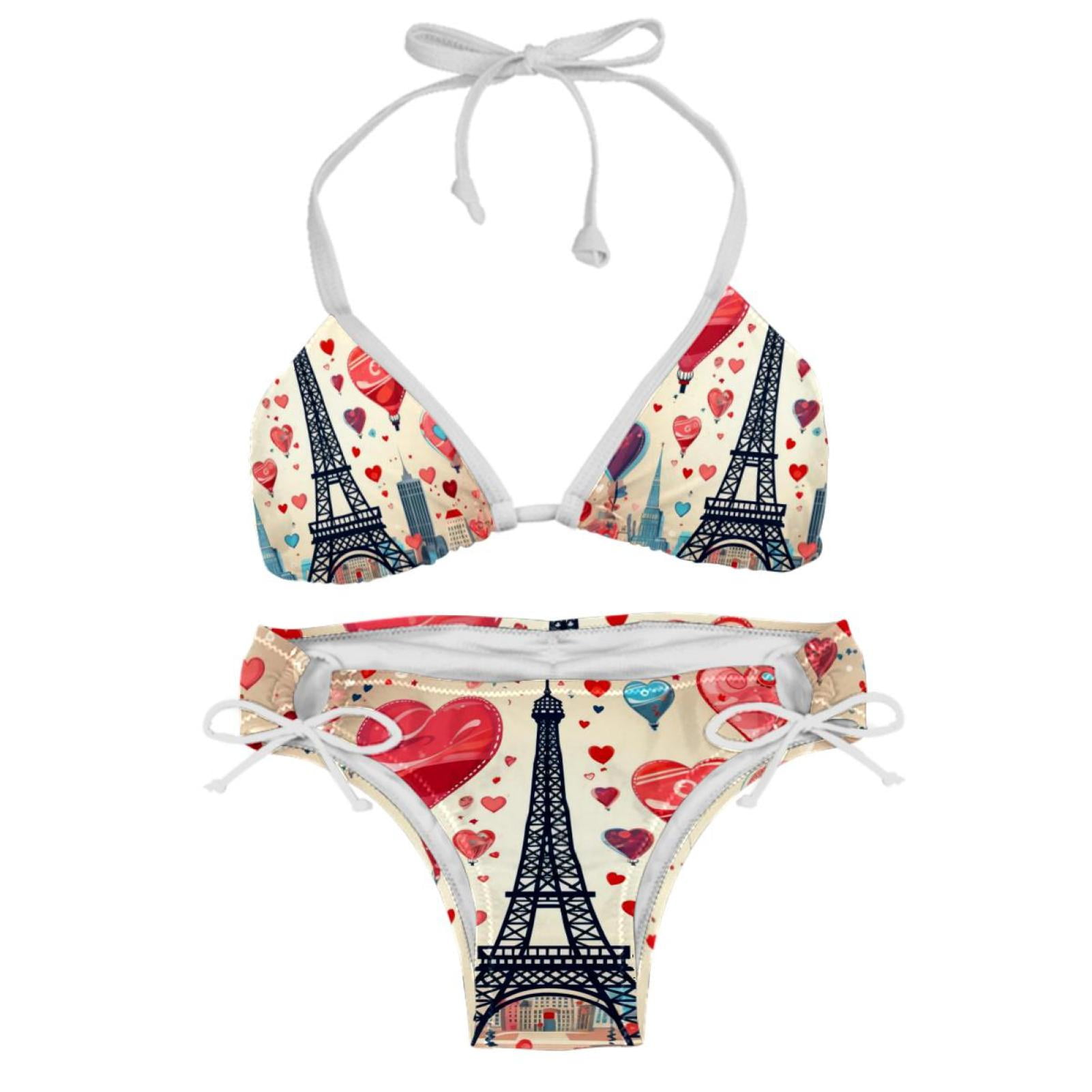 Eiffel Tower Valentine S Day Detachable Sponge Adjustable Strap Bikini