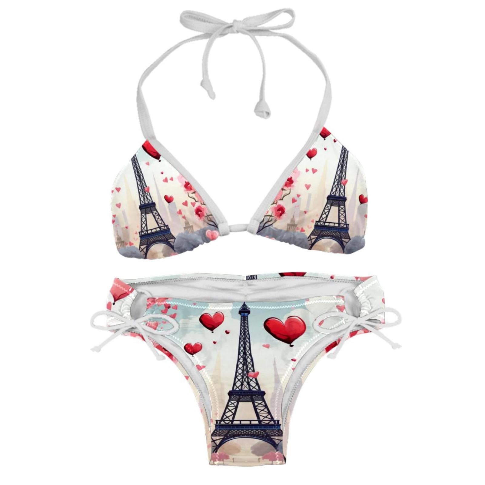 Eiffel Tower Valentine S Day Swimming Suit Bikini Set Bikinis