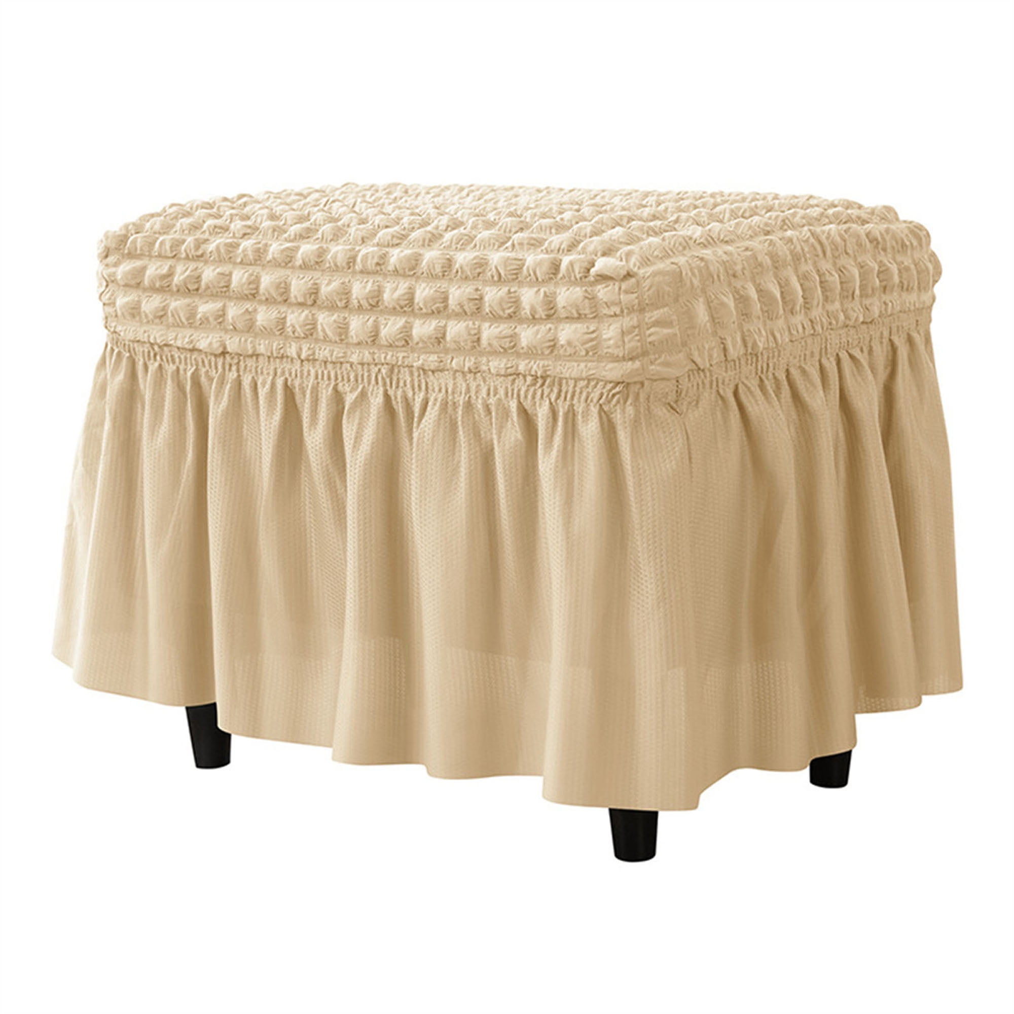 Elastic Rectangular Footstool Protector With Skirt Household Ottoman