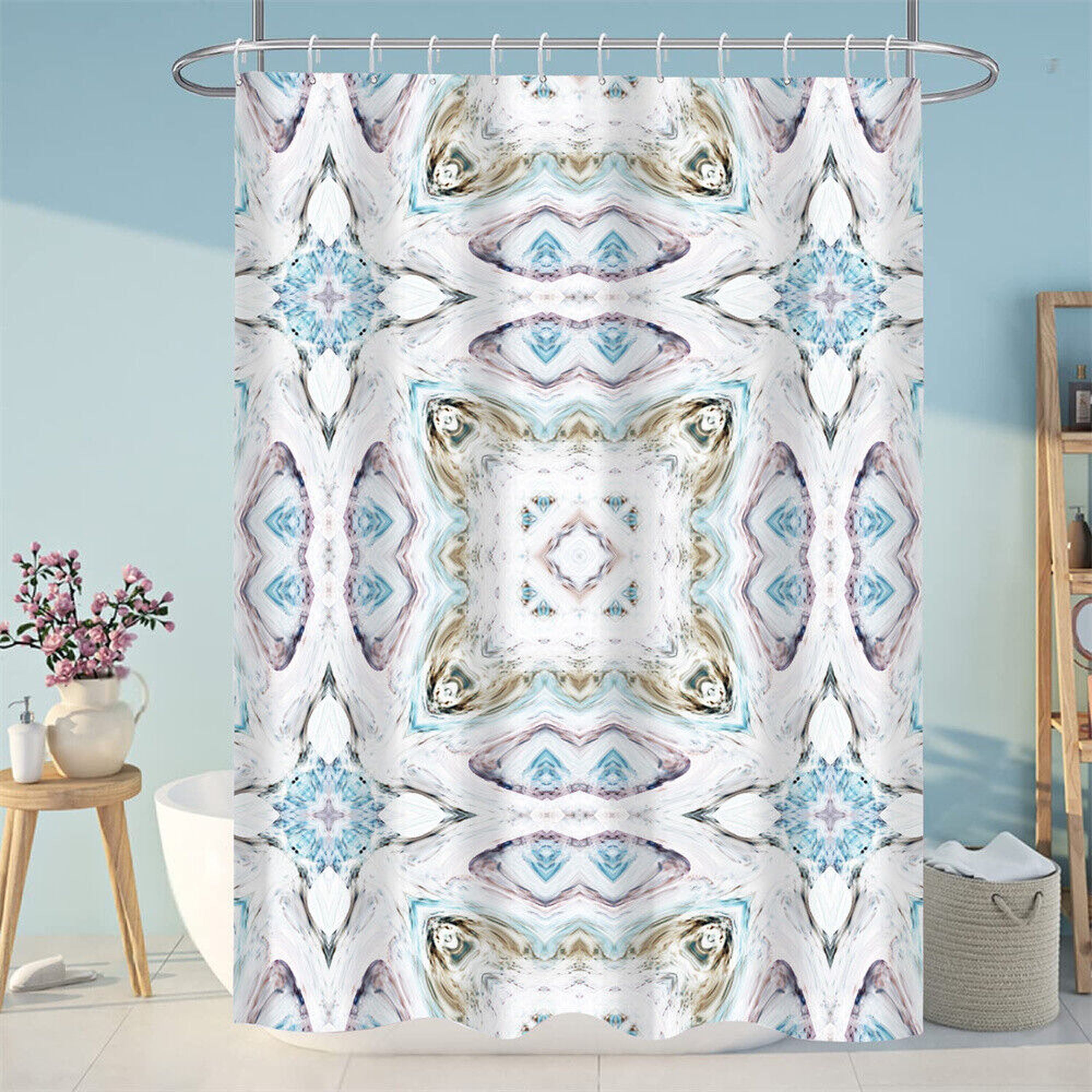 Elevate Your Bathroom Decor With A Stylish Blue Floral Shower Curtain