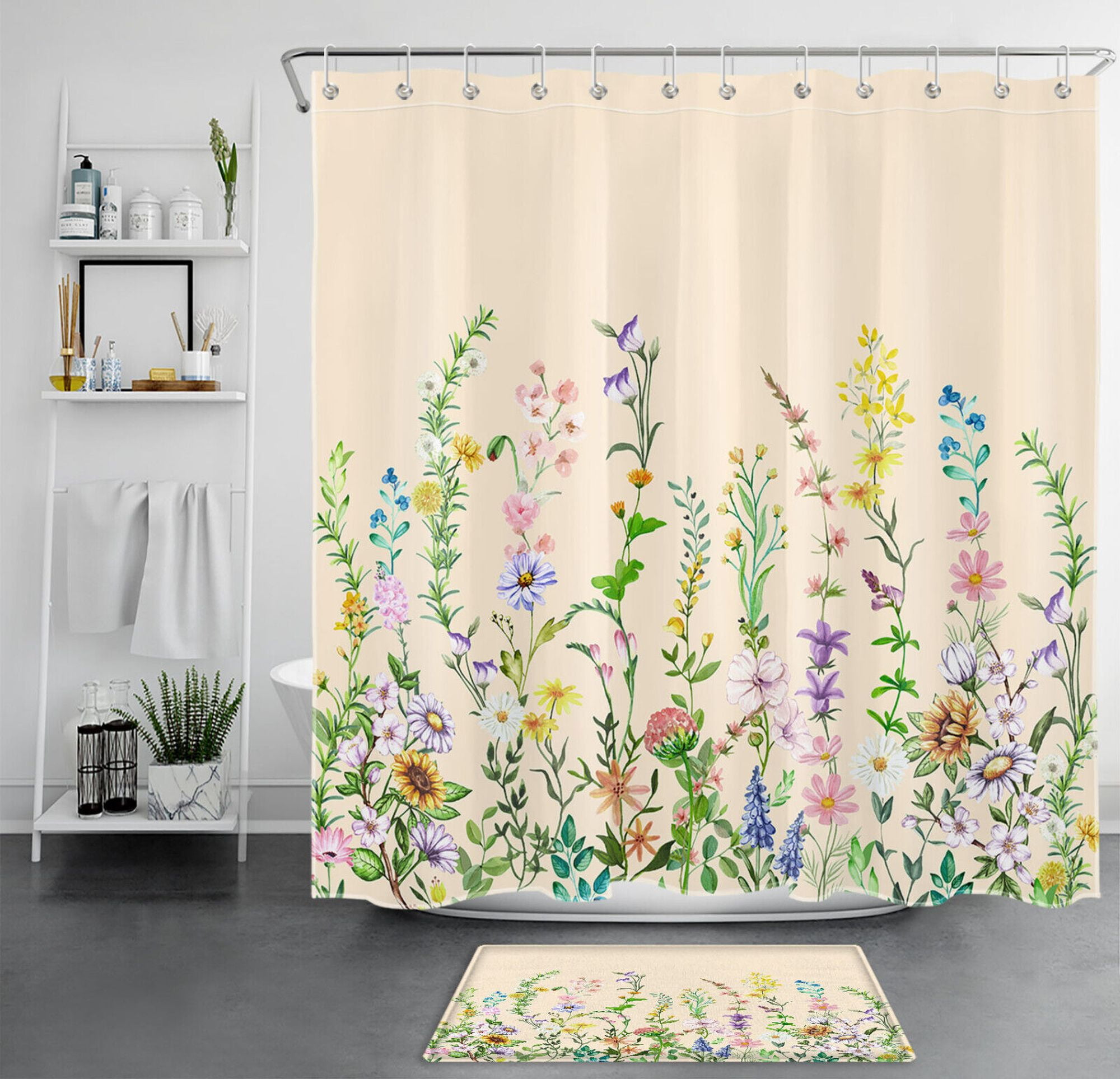 Enchanting Floral Delight Shower Curtain Vibrant Blooms And Luxurious