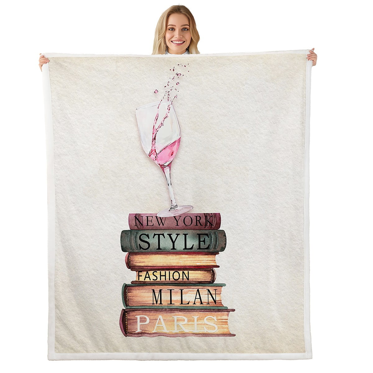 Erosebridal Wine Glass Throw Blanket Modern Cool Fashion Design Fleece