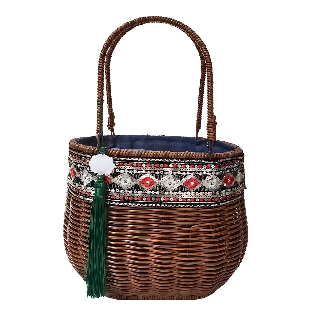 Ethnic Style Hand Basket Wicker Easter Bolga Market Seagrass Baskets