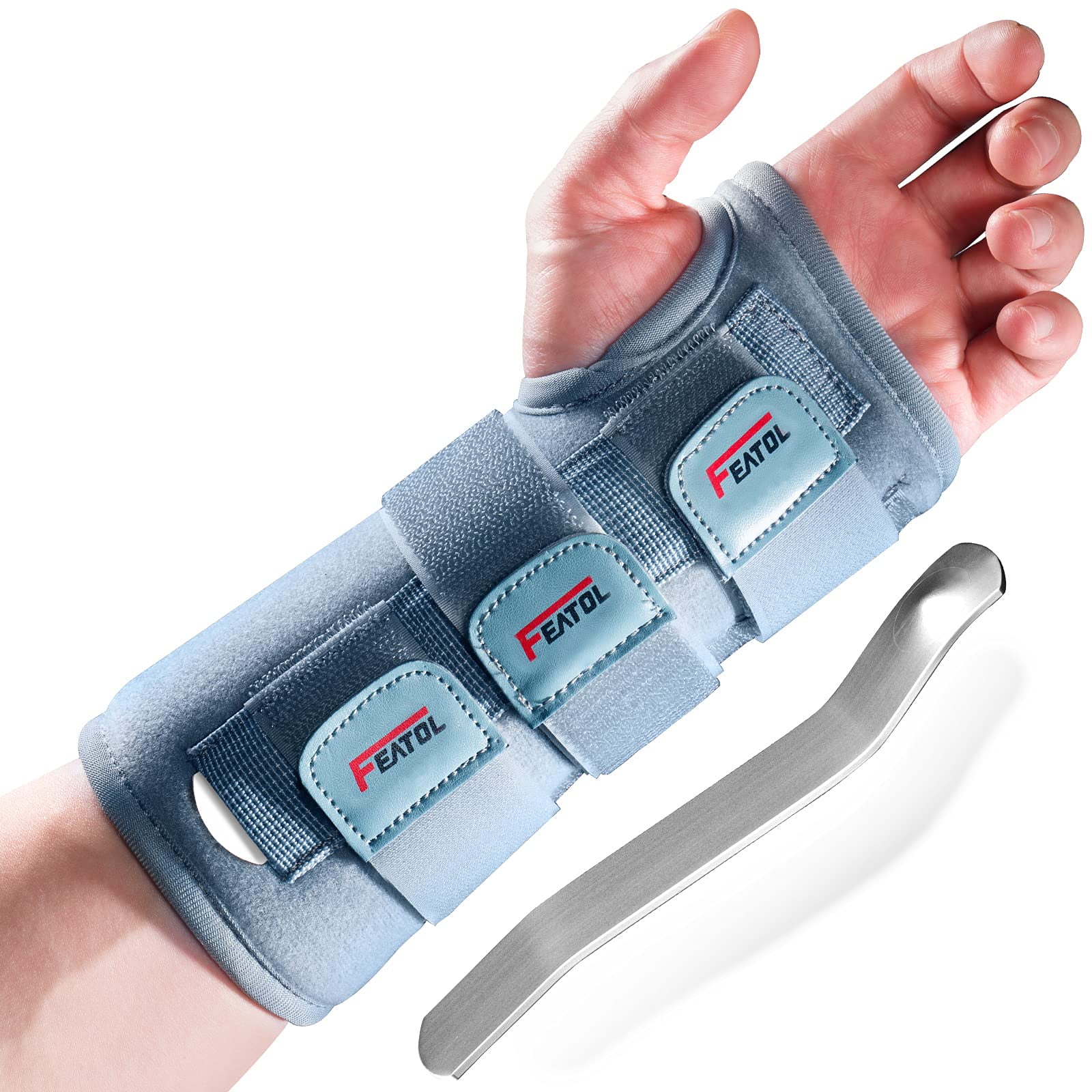 FEATOL Wrist Brace Carpal Tunnel For Women Men Adjustable Night Sleep