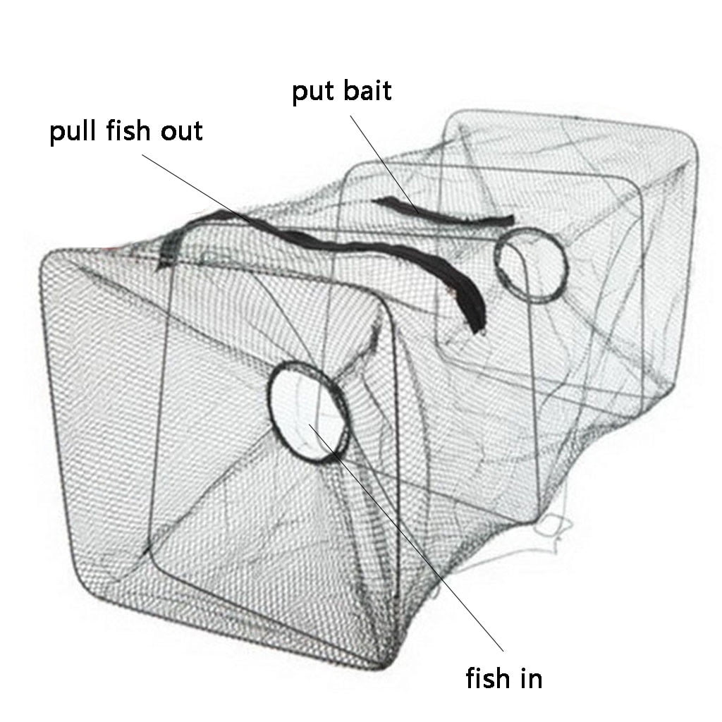 Fish Trap Net Fishing Gear Crab Prawn Crayfish Lobster Crawdad Foldable