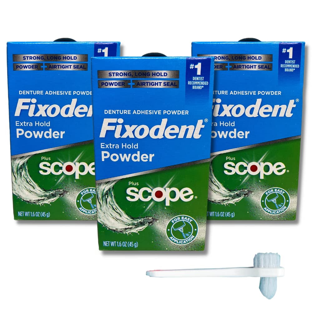 Fixodent Extra Hold Powder Plus Scope Strong Denture Adhesive Oz