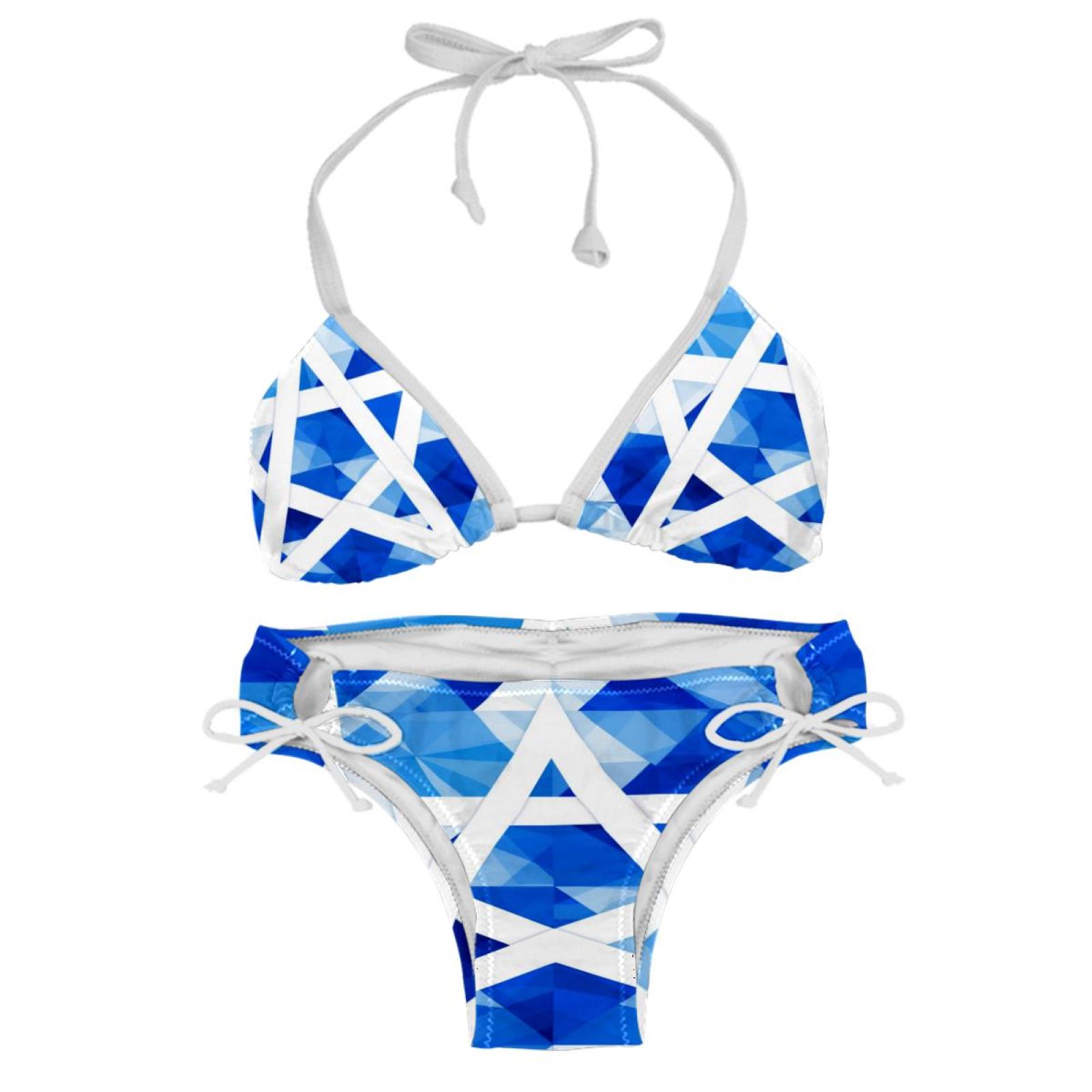 Flag Of Israel Swim Wear Bikini Set With Detachable Sponge Adjustable