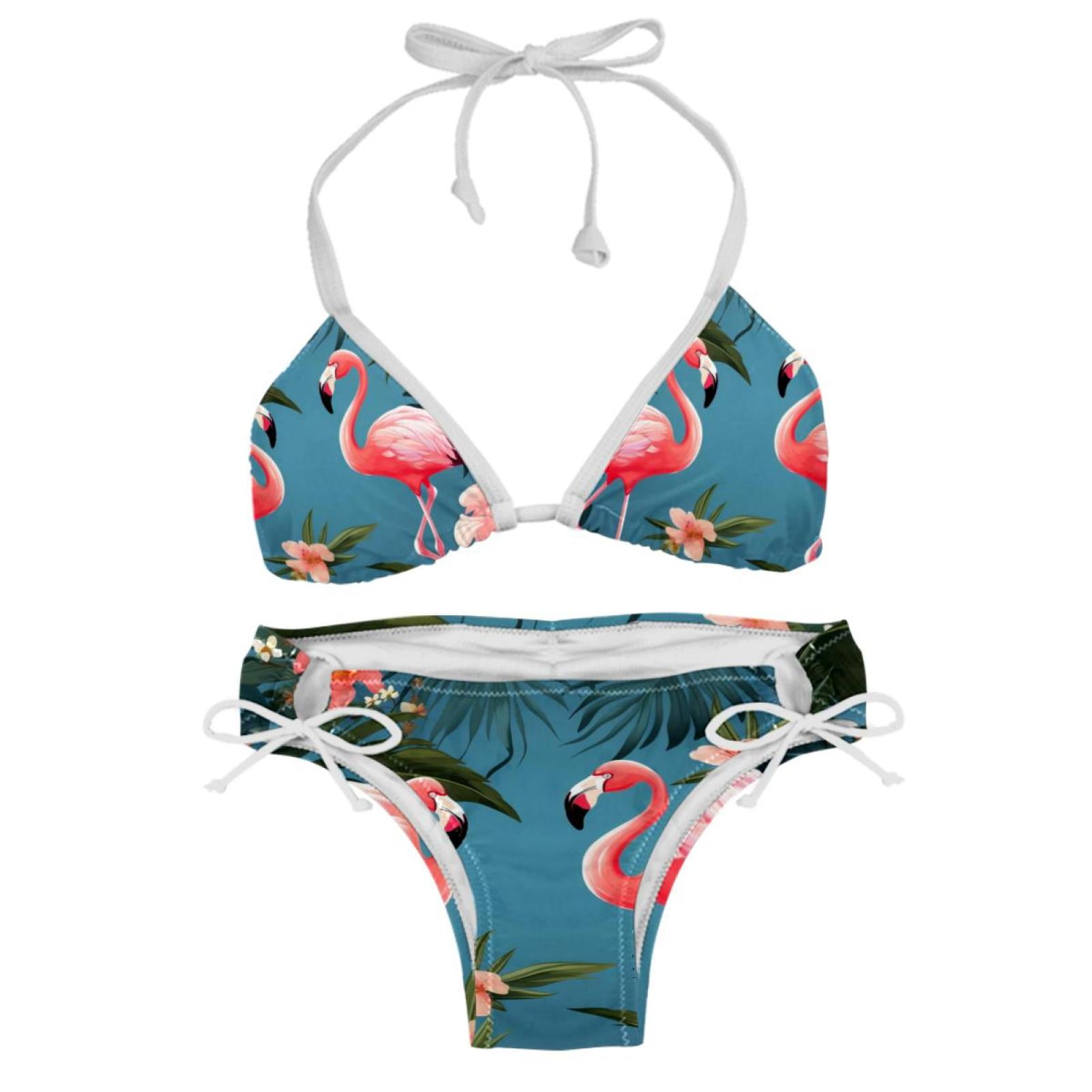 Flamingo Tropical Rainforest Detachable Sponge Adjustable Strap Bikini