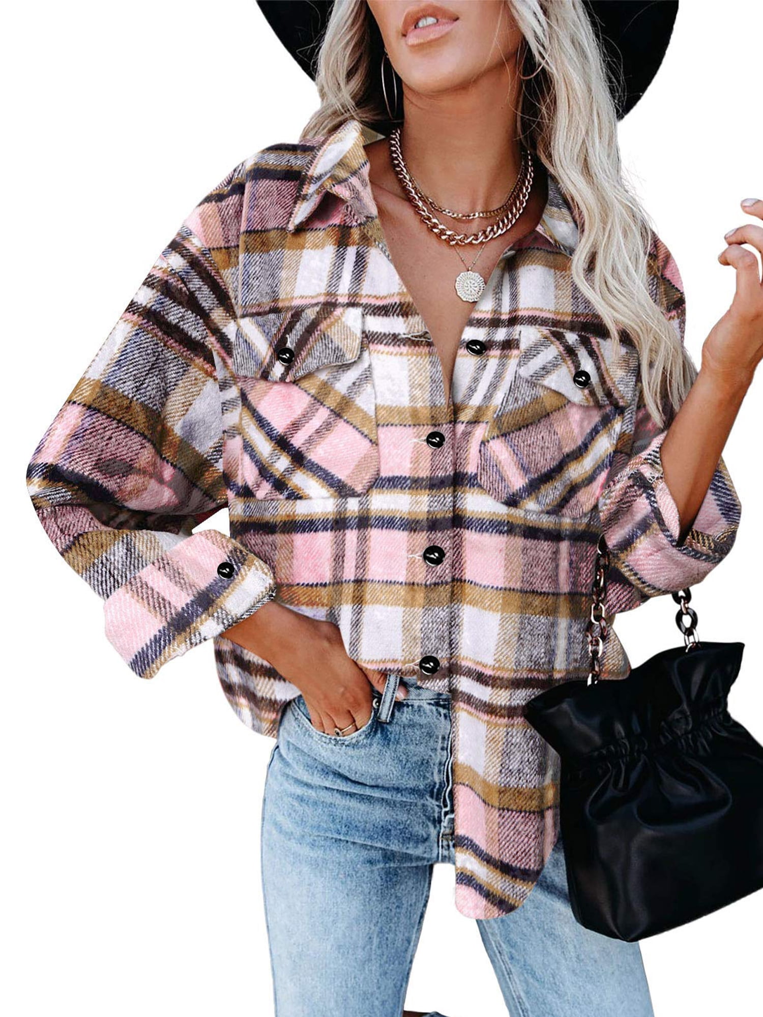 Flannel Shirts For Women Plaid Jackets Long Sleeve Shackets Button Down