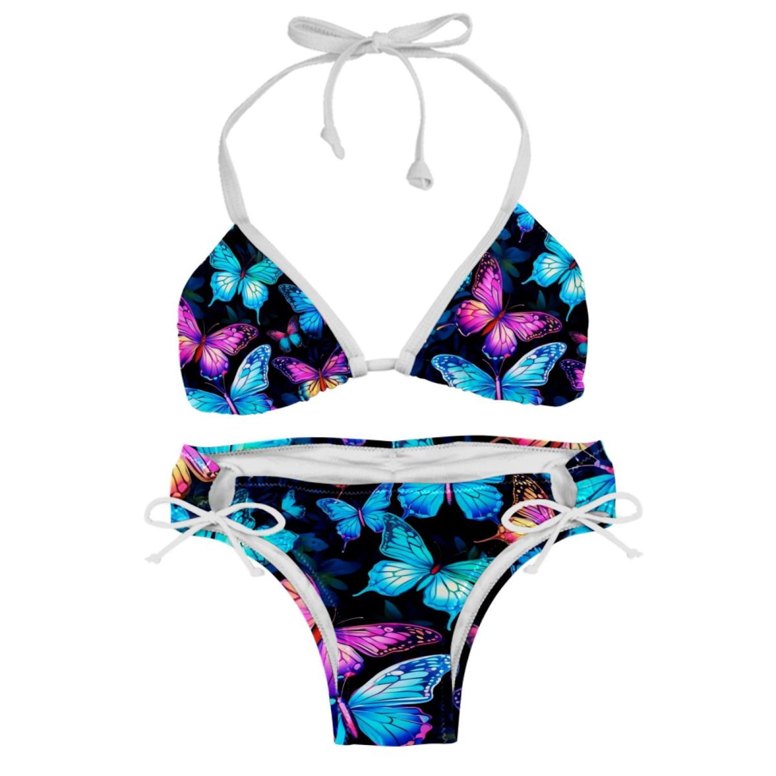 Flower Butterfly Chic Bikini Set With Detachable Sponge Adjustable