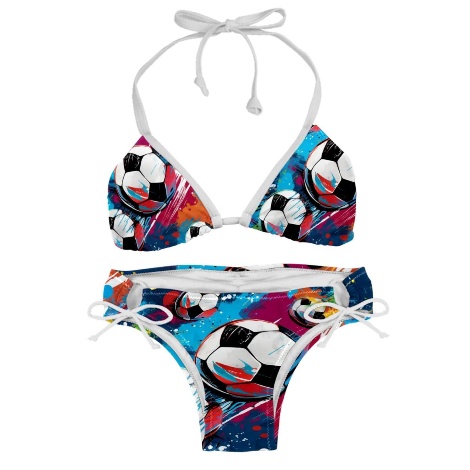 Football Detachable Sponge Adjustable Strap Bikini Set Two Pack