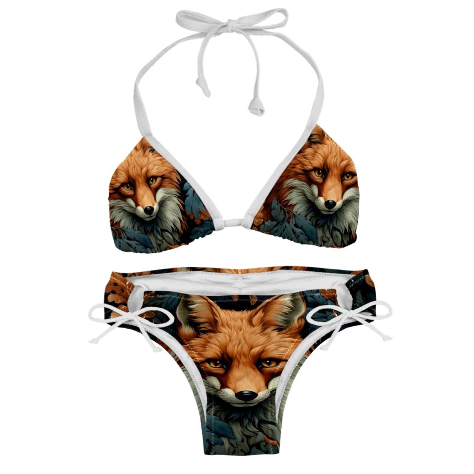 Fox Detachable Sponge Adjustable Strap Bikini Set Two Pack Swim Suit