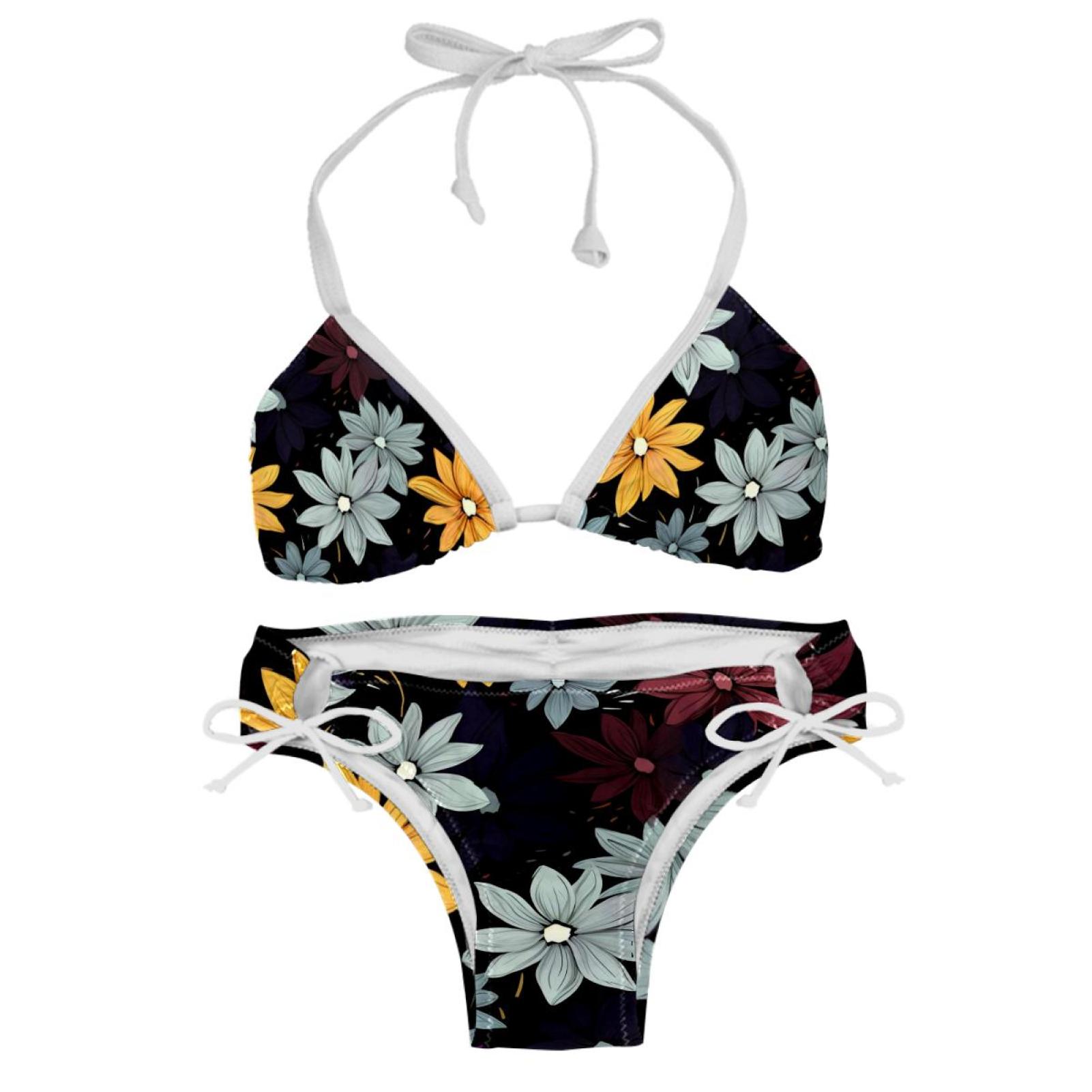 Fragmented Flowers Detachable Sponge Adjustable Strap Bikini Set Two