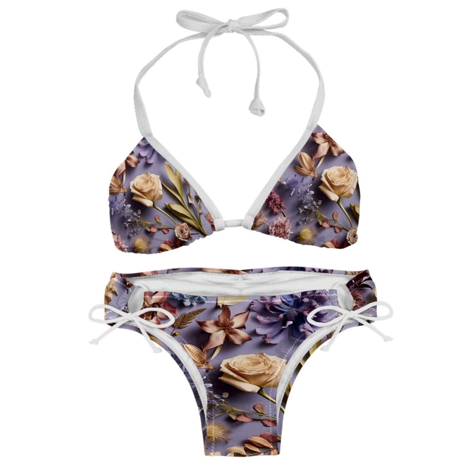 Fragmented Flowers Detachable Sponge Adjustable Strap Bikini Set Two