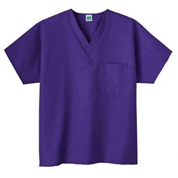 Fundamentals by White Swan Unisex V-Neck Solid Scrub Top XX-Small Purple - best place to buy medical scrubs