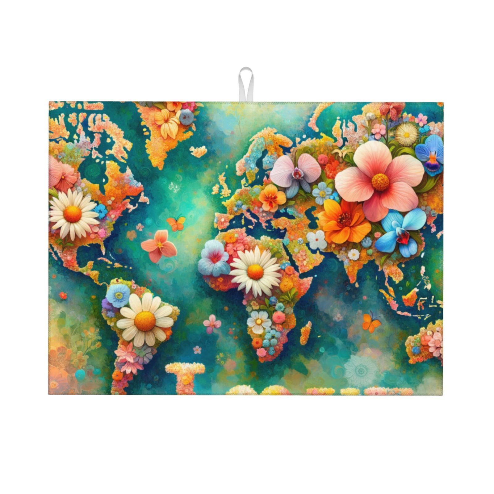 Fuzoiu Colorful World Map Print Absorbent Reversible Microfiber Dish