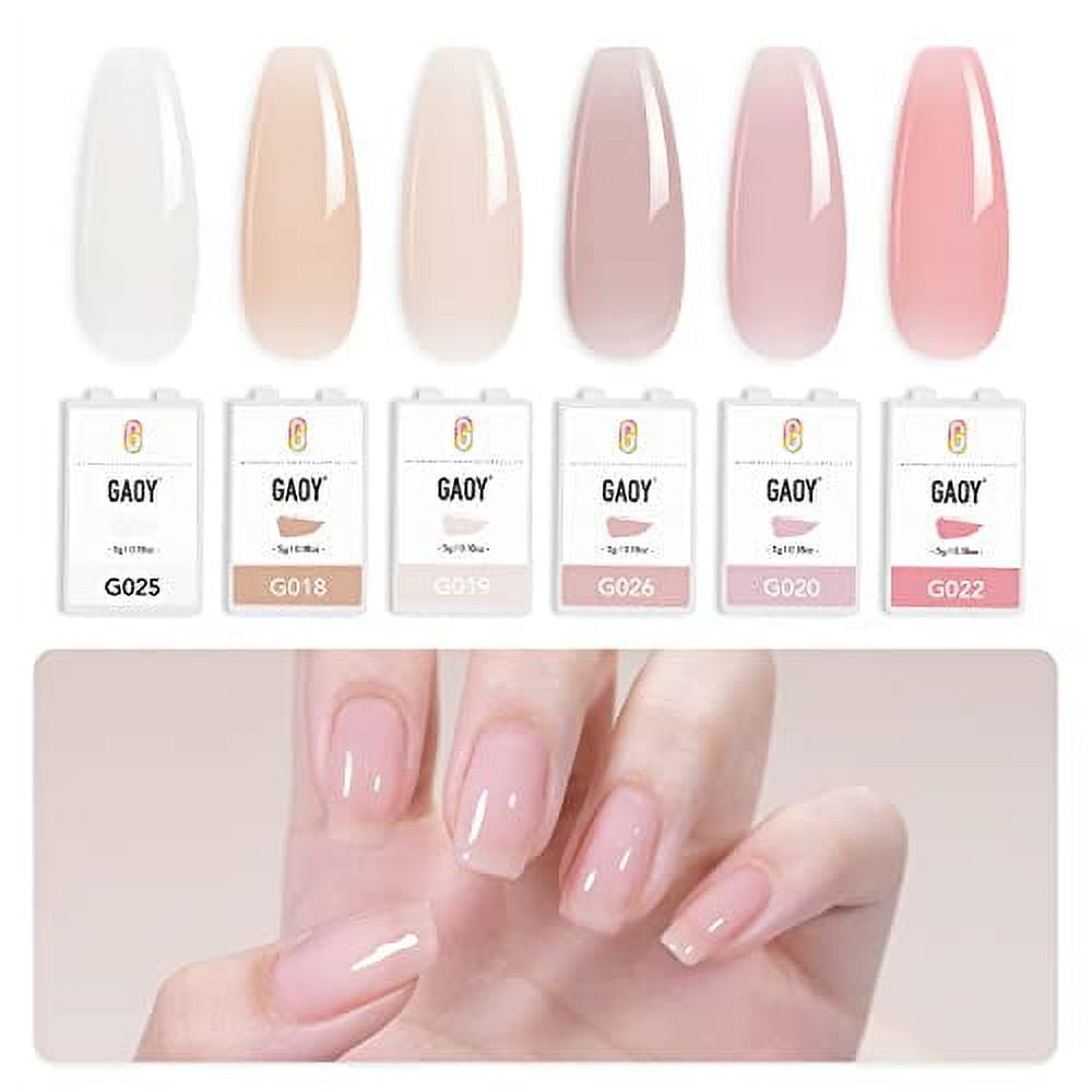 GAOY Solid Gel Polish Palette 6 Jelly Gel Nail Polish Of Pink White