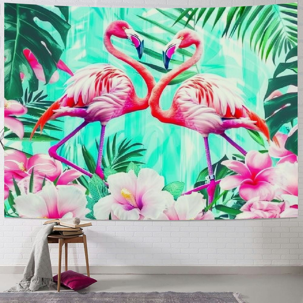 GOSMITH Flamingo Tapestry Pink Flower Wall Hanging For Room Decor