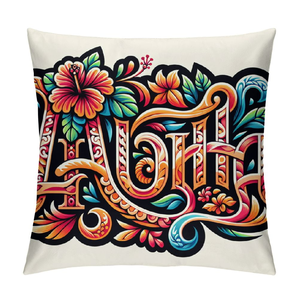 GOSMITH Summr Aloha Decorative Lumbar Pillow Covers Hibiscus Flower