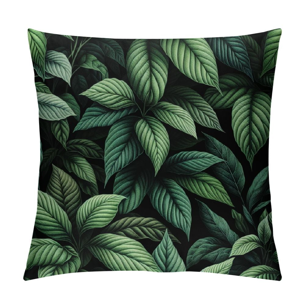 Gosmith Tropical Green Leaves Pillow Covers Palm Leaf Decorative Pillow