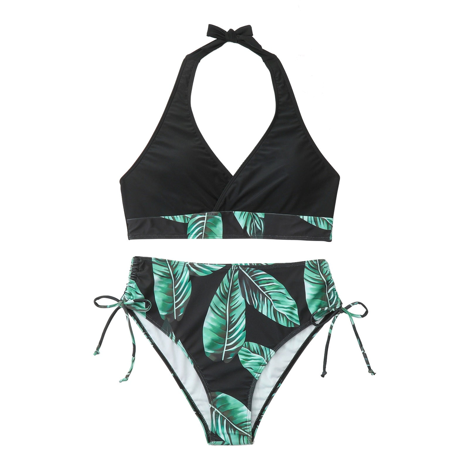 Gwaabd Woman Swimsuit Two Pieces Bikini Sets Tropical Leaf Print