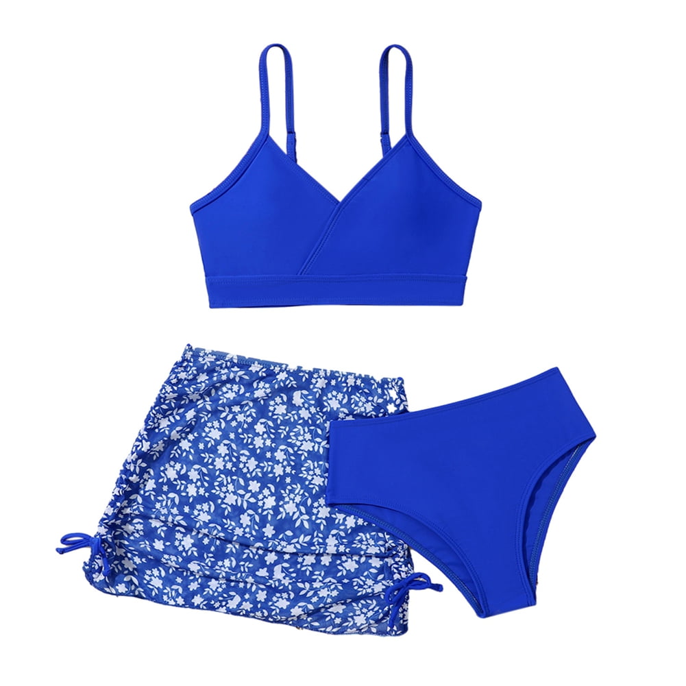 Teen Girl Swimsuit Bikini Piece Set With Skirt Cover Ups Summer Beach
