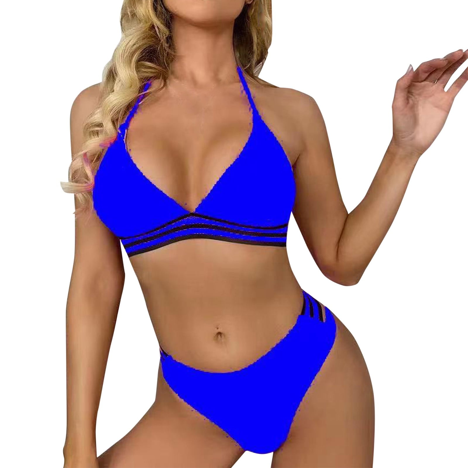 GYUJNB Women Halter String Bikini Set Sexy Solid Color Split Swimsuit