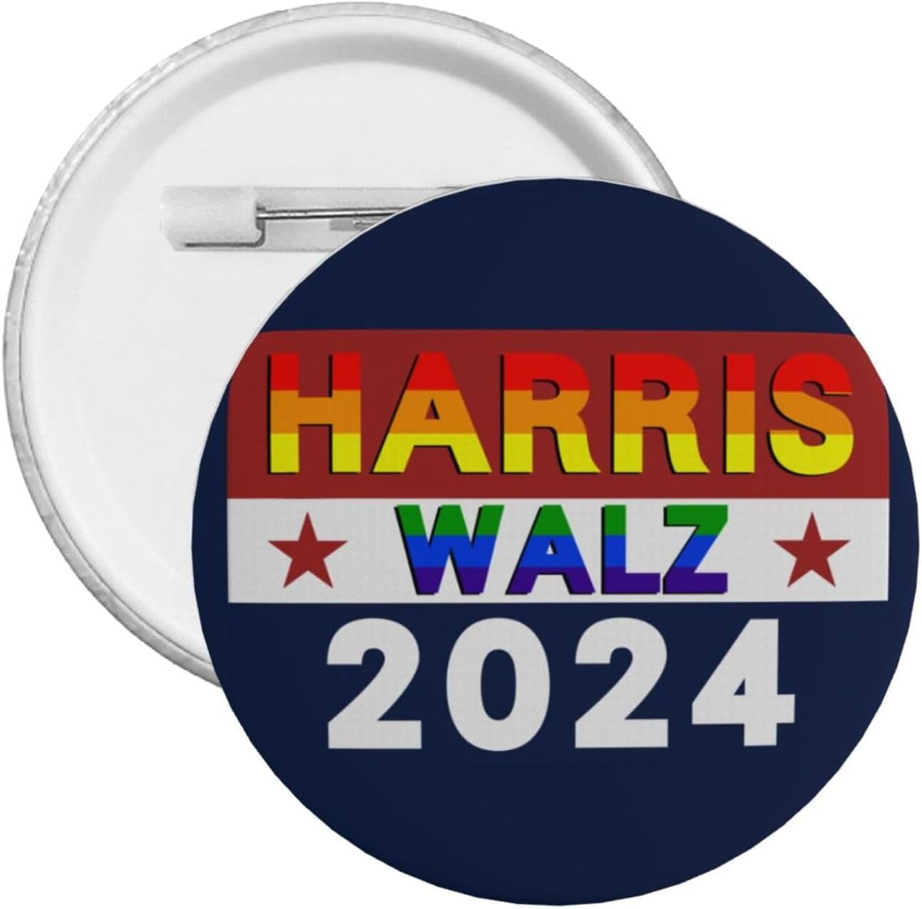 Gay Pride Lgbt Rainbow Harris Walz 2024 For President Pin Button