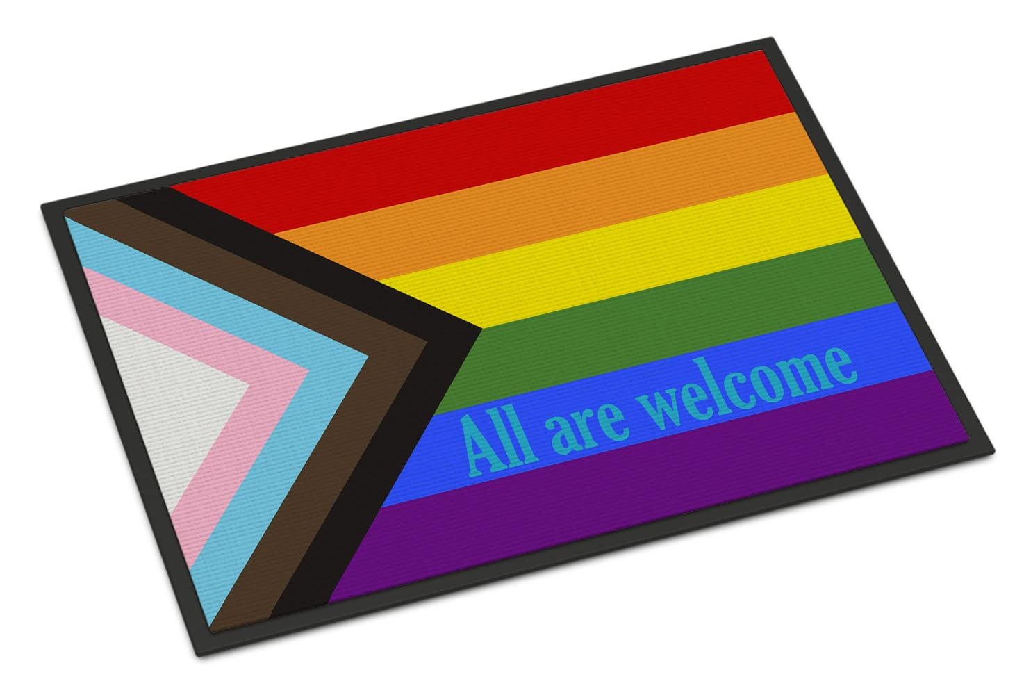 Gay Progress Pride All Are Welcome Doormat Front Door Mat Indoor Rugs