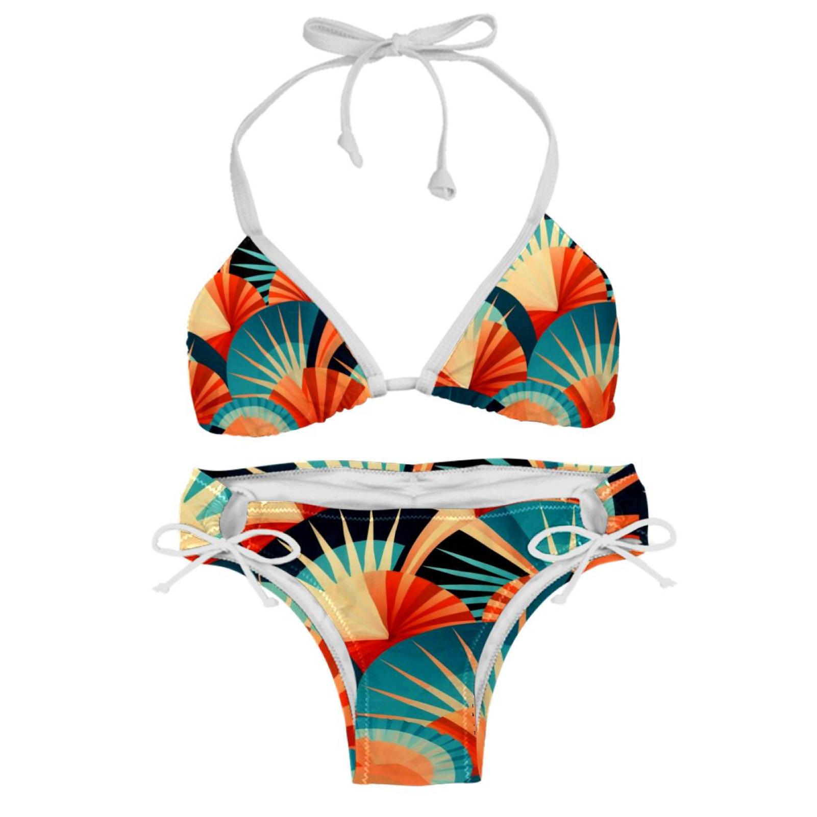 Geometric Cube Swimsuit Bikini Set With Detachable Sponge And