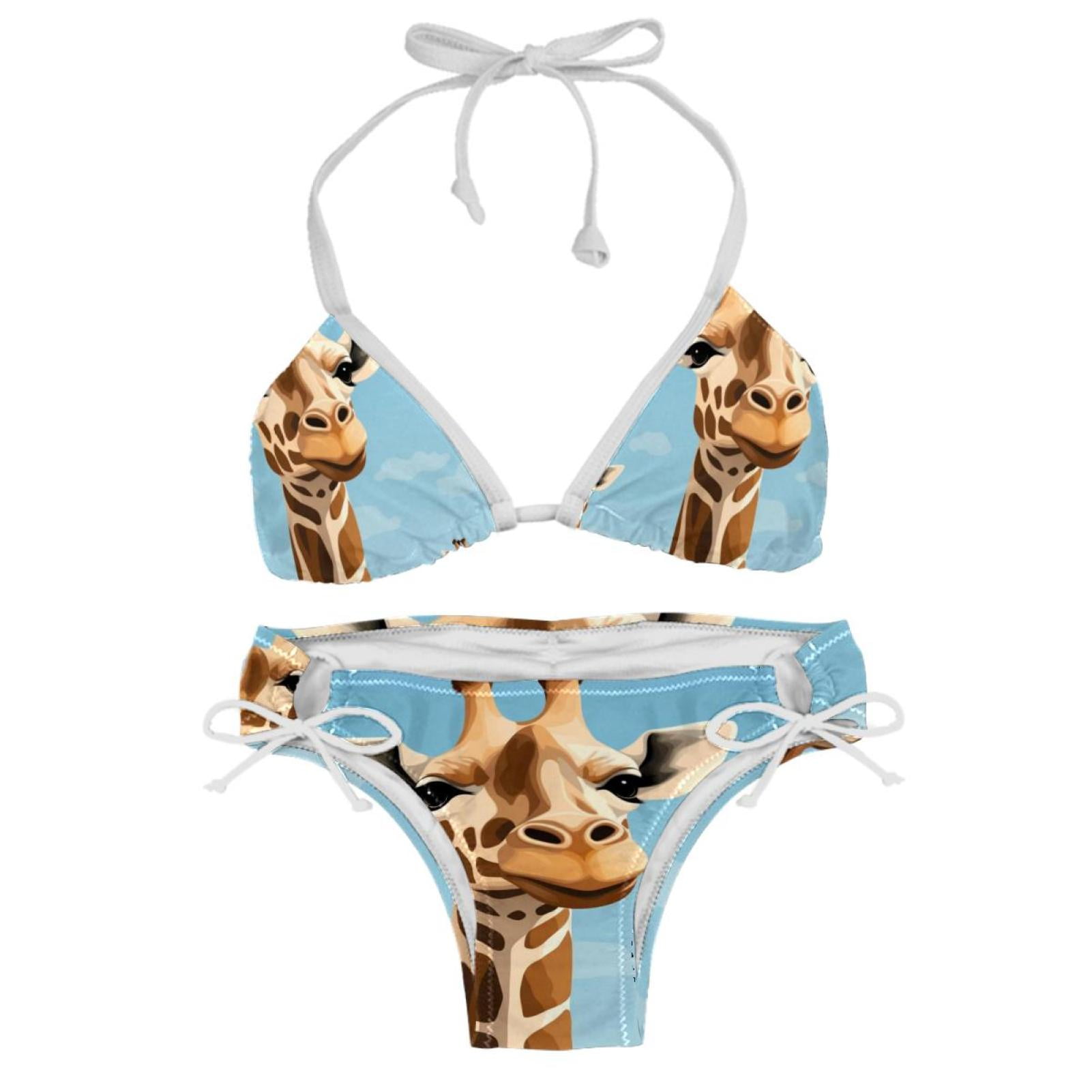 Giraffe Detachable Sponge Adjustable Strap Bikini Set Two Pack