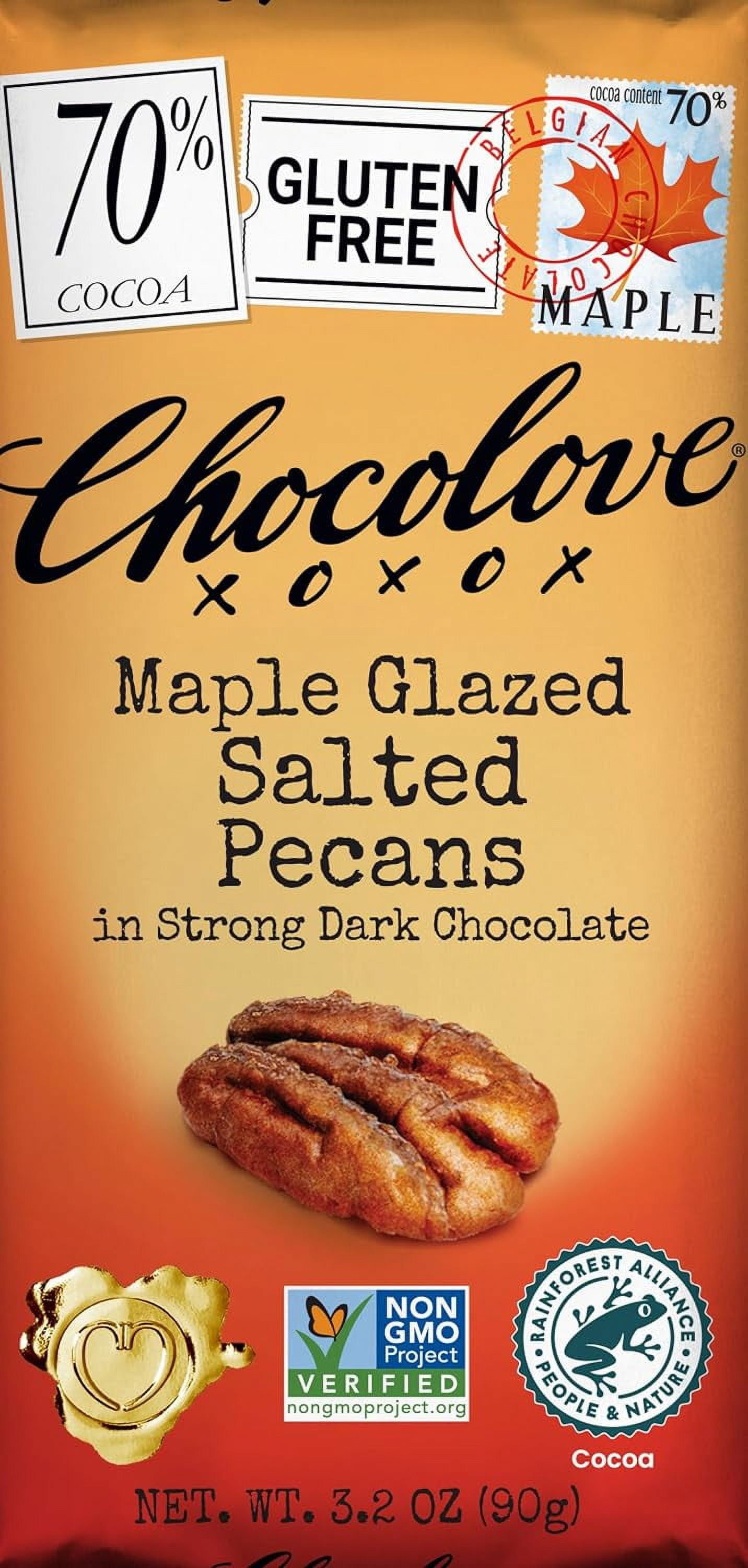 Glazed Salted Pecans Dark Chocolate Bars 70 Cocoa Crunchy Pecans