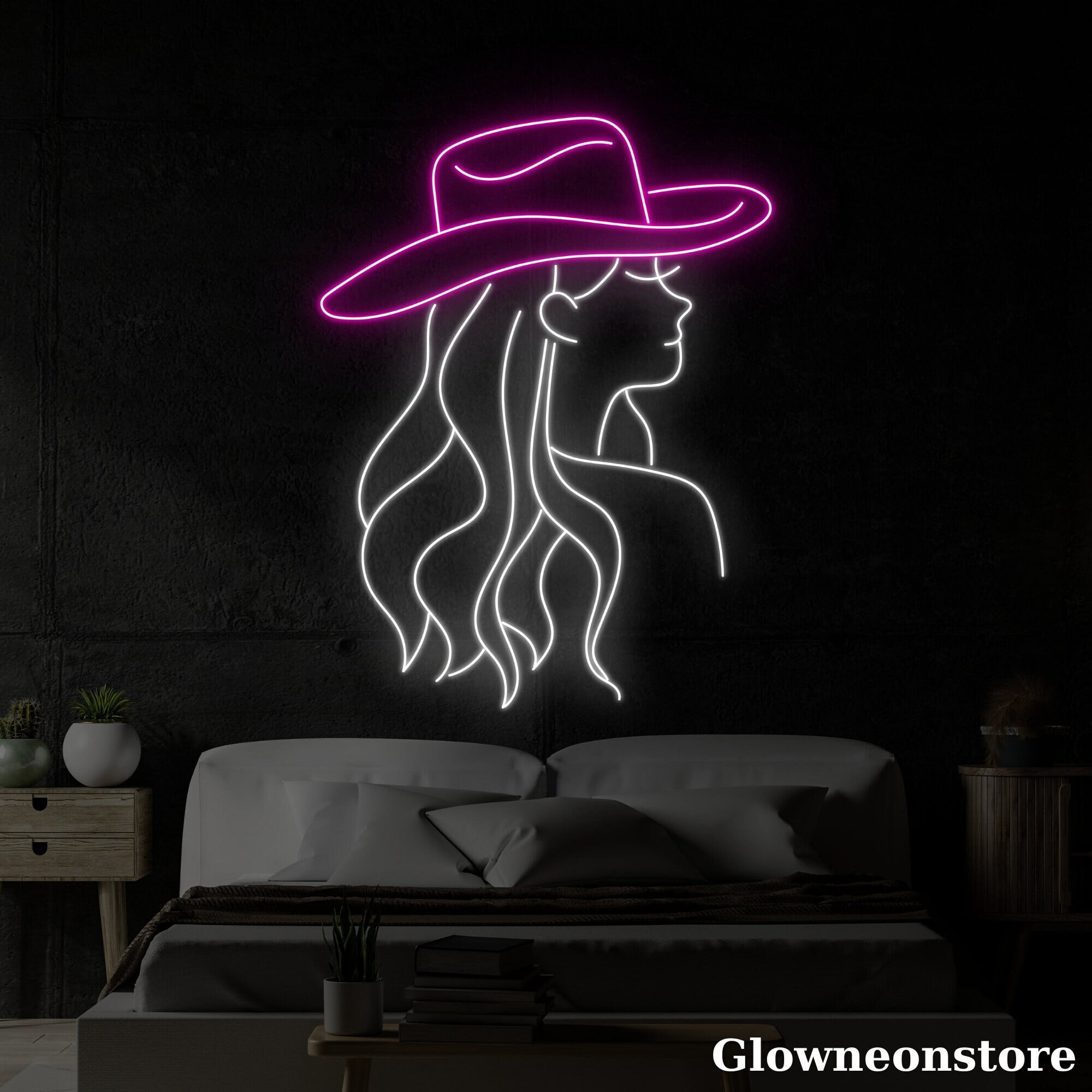 Glowneon Abstract Woman Neon Sign Cowboy Woman Shape Body Led Sign