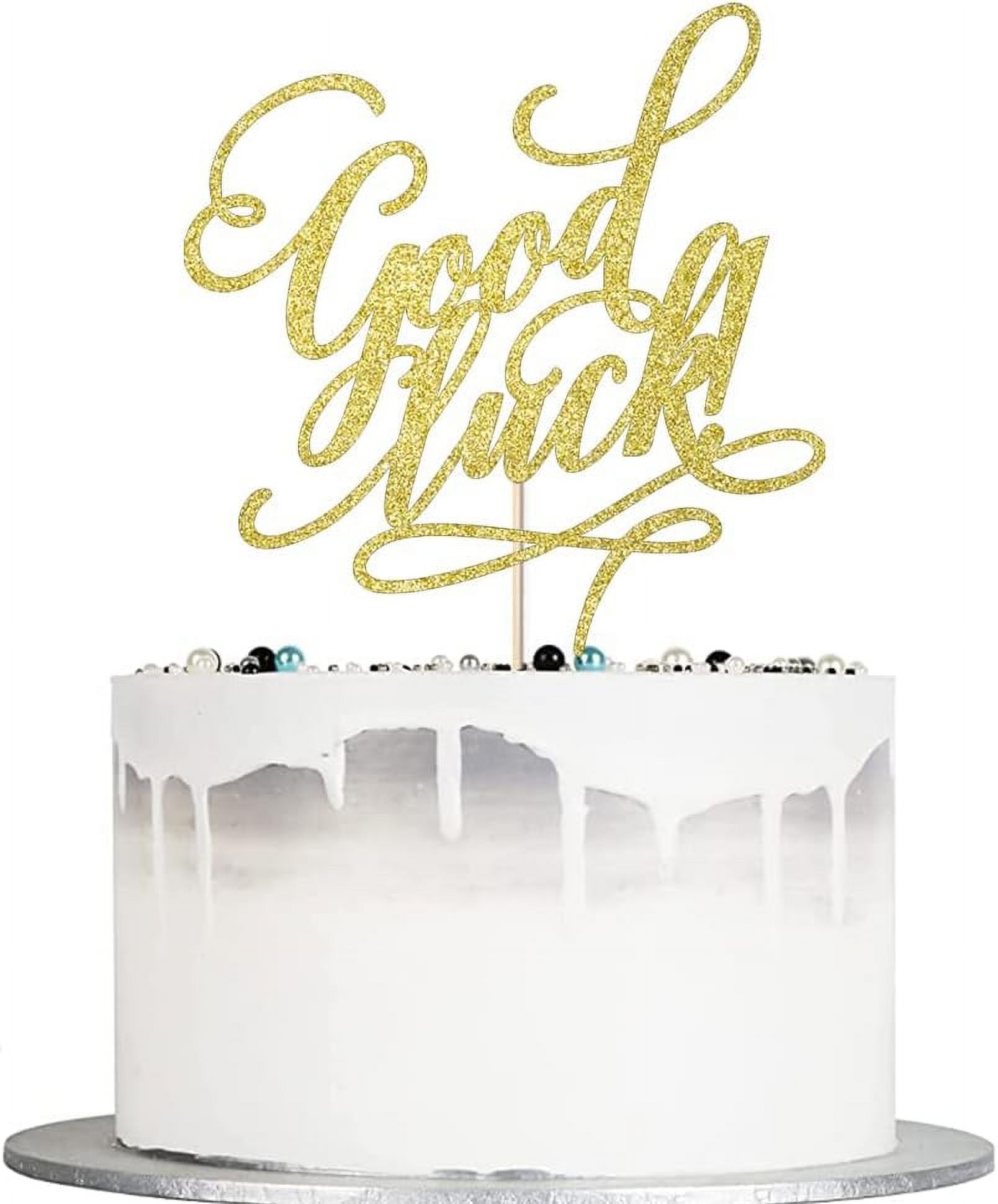 Good Luck Cake Topper Golden Graduation Retirement Farewell Party