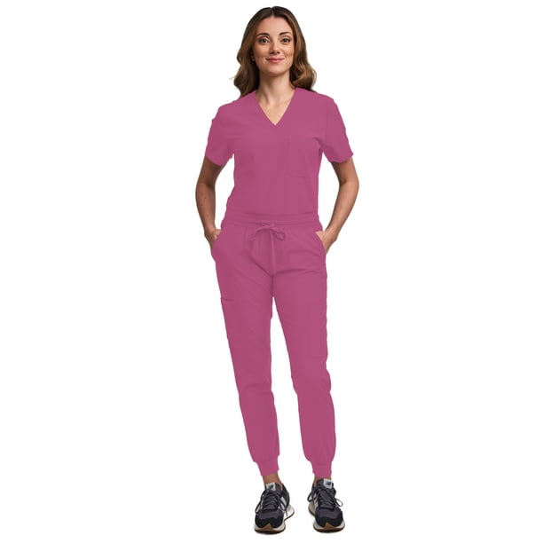 Green Town Scrubs for Women Scrub Set - Jogger Pant and Tuck-In V-Neck Top, 5 Pockets, Yoga Waistband, Nursing Uniform - best place to buy medical scrubs