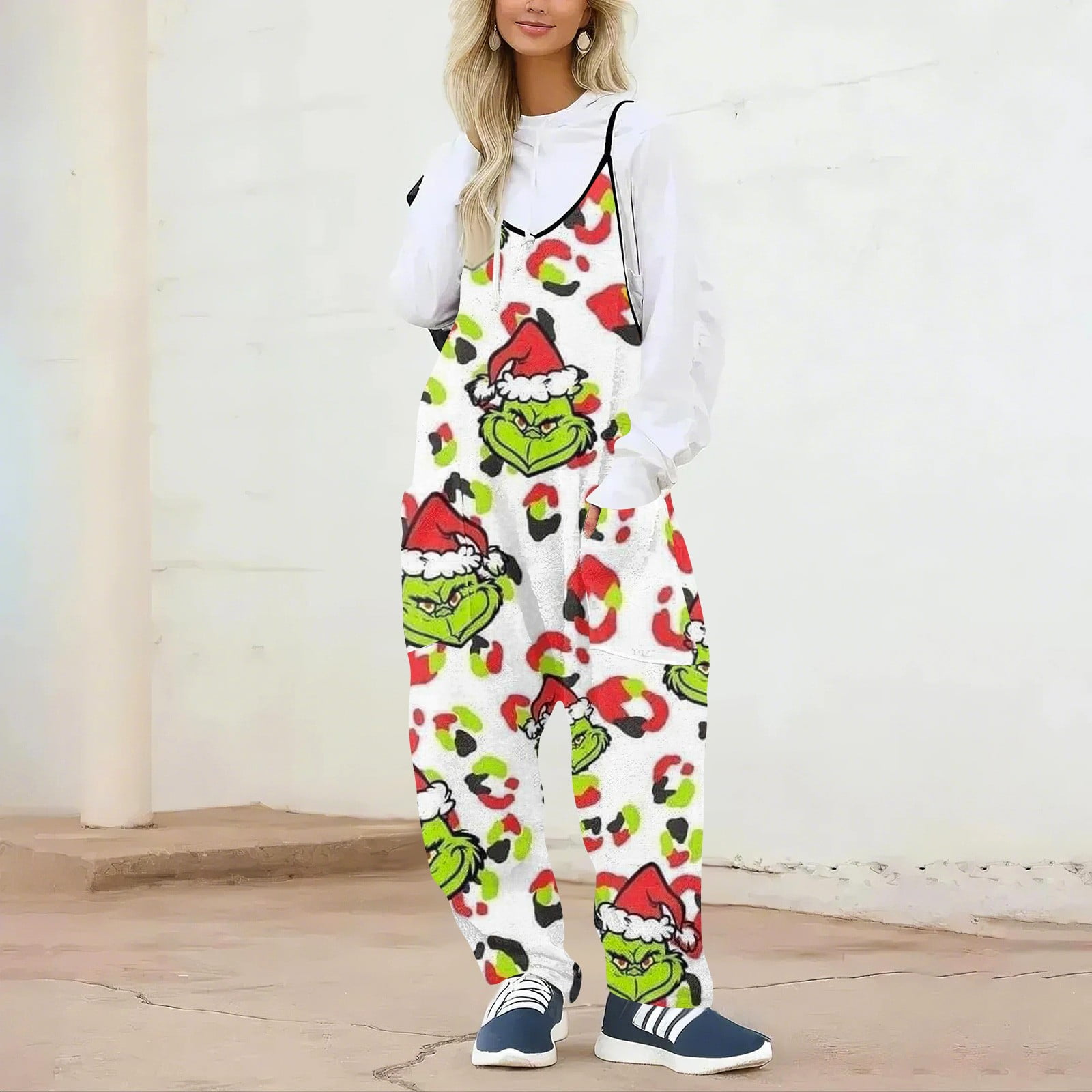 Grinch Jumpsuit Womens Casual Overalls Jumpsuits Adjustable Straps