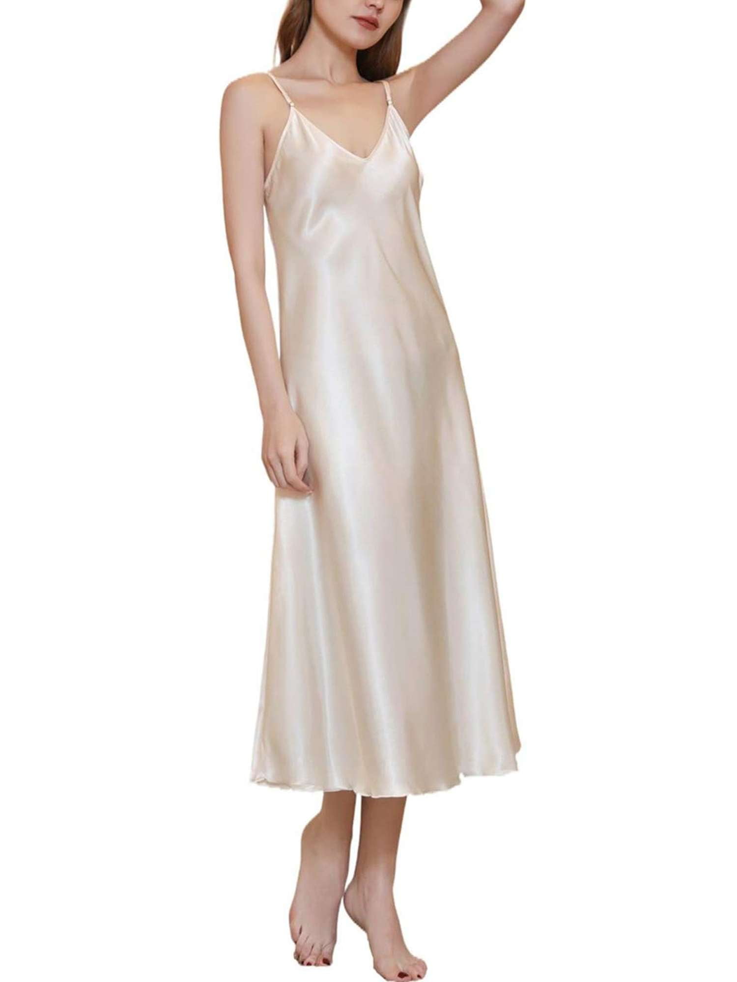 Gustave V Neck Silk Nightgowns For Women Sexy Satin Chemise Lingerie Sleepwear Silk Slip