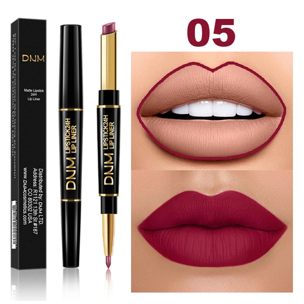 Guvpev Lip Liner And Lipstick Set Chestnut Nude Dark Red Matte Matte