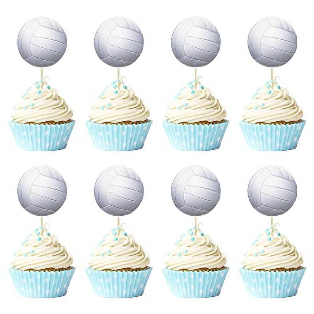 Gyufise 36Pcs Volleyball Cupcake Toppers Sport Balls Cupcake Picks