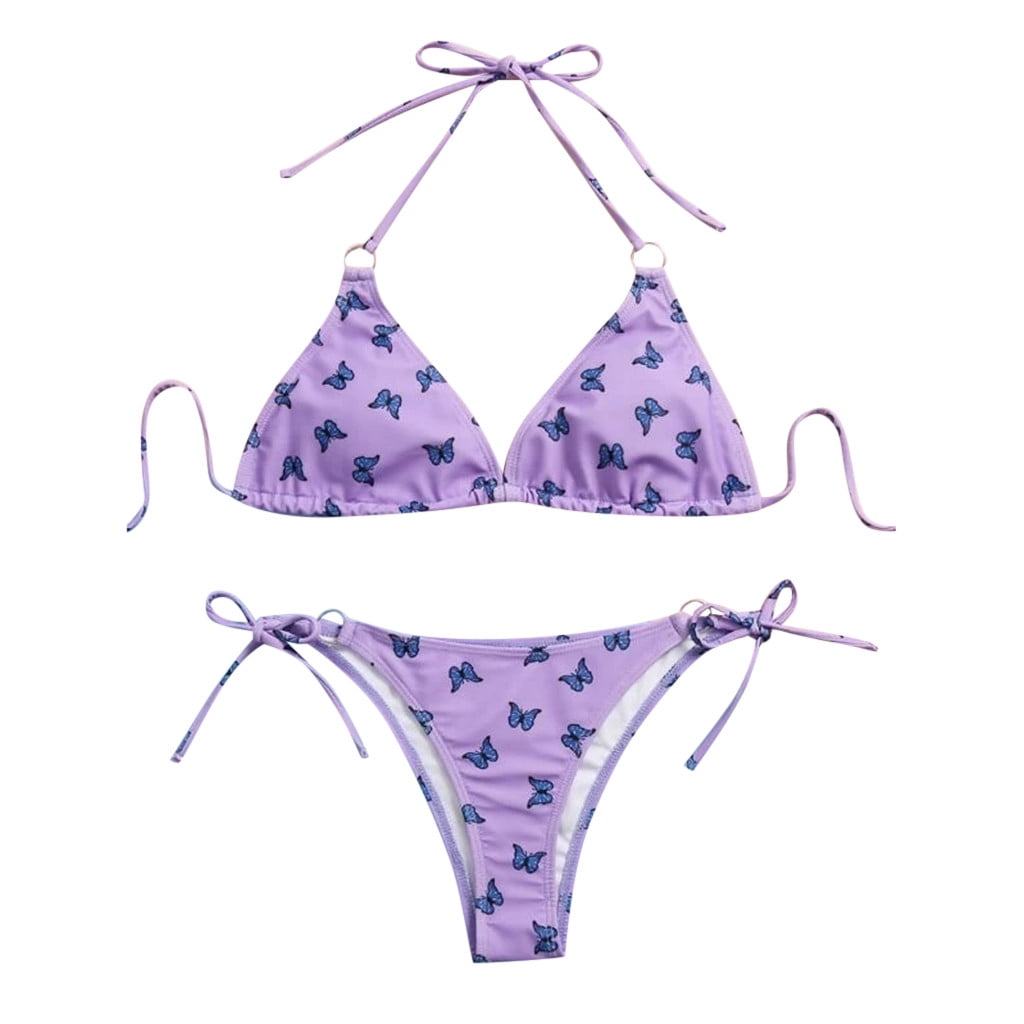 Gzea Bathing Suit For Women 2 Piece Bikini Women Butterfly Print High