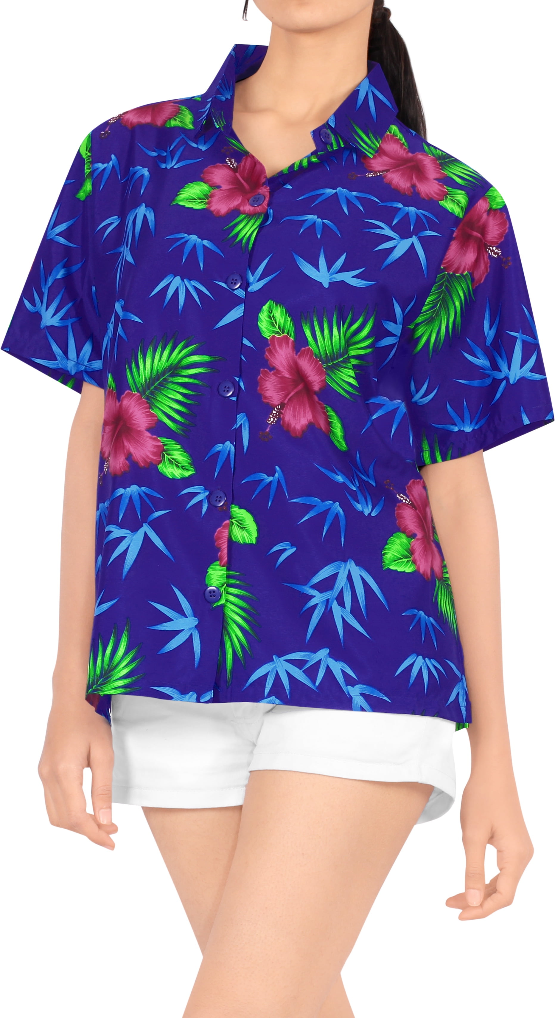 HAPPY BAY Women S Hawaiian Blouse Shirt Beach Aloha Party Camp Shirt S